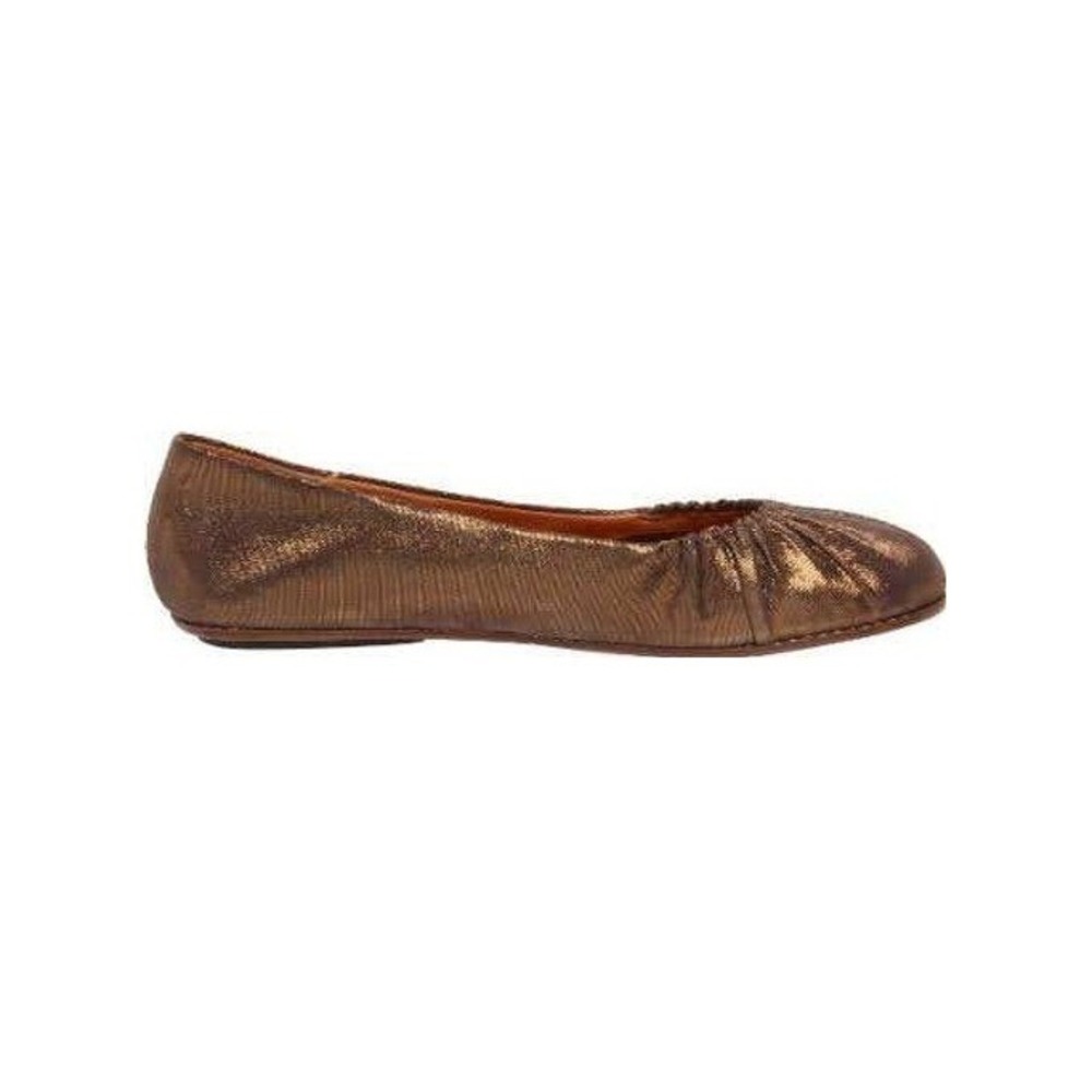 Gentle Souls Womens Metallic Bronze Leather Pleated Ballet Flats Size 10M